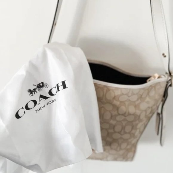 Nwot Coach Dufflette Signature Light Khaki Crossbody Bag Purse - Picture 3 of 12